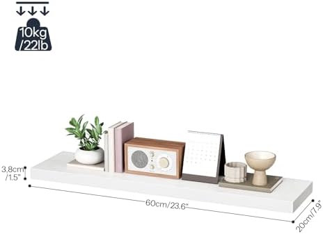 HOOBRO Floating Shelves for Wall, Wall Mounted Shelf Set of 2, 31.5" Hanging Shelf with Invisible Brackets, for Wall Decor Storage in Bathroom Bedroom Kitchen Living Room Office, White WT80BJP201 - Image 3
