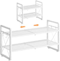 ELYKEN Expandable Shoe Rack for Closet, 2-Tier Metal White Shoe Organizer by ELYKEN