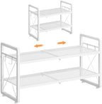 ELYKEN Expandable Shoe Rack for Closet, 2-Tier Metal White Shoe Organizer by ELYKEN