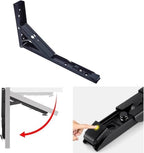 Heavy Duty Floating Shelf Brackets 2 Pack,Iron Wall Mounted Folding Supports for Work Table,Ironing Board,DIY Bench,with Screws,Black (340mm(13.4in)) - Image 4