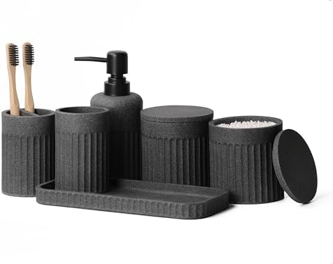 INIUNIK Bathroom Accessory Set, 6 Pieces, Dark Grey by INIUNIK