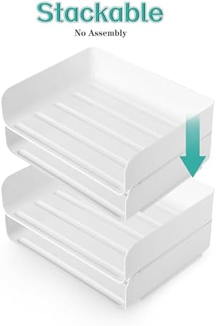 4 Tiers Stackable A4 Paper Trays, Office Desk File Holder, Tidy File Document Letter Book Paper Organizer (4 Tiers,White) - Image 3