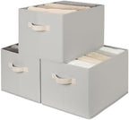 StorageWorks Storage Baskets for Shelves, Light Gray, Extra Large, 3-Pack by StorageWorks
