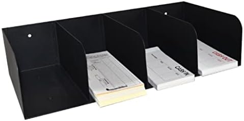 STEELMASTER by BankSupplies Steel Document Organizer - 4-Pockets - Black - Powder Coated Crinkle Finish - Scratch & Chip-Resistant - Check Separator, Deposit Slips, Letter Organizer, Money & Bills by BankSupplies