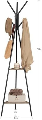 VASAGLE Coat Rack Freestanding, Hall Tree with 2 Shelves - Image 5