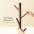 Pipishell Solid Wooden Coat Rack Freestanding with 8 Hooks, Brown - Image 5