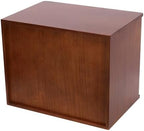 Lockable Desk Organizer Wooden Desktop Drawers Office Flat Files Storage Box Locking Countertop Storage Cabinet (Walnut + White, 3-Tier) - Image 4