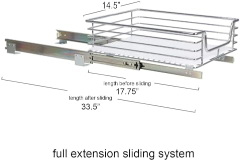Household Essentials Glidez Chrome-Plated Steel Pull-Out/Slide-Out Storage Organizer with Plastic Liner for Under Cabinet Use - 1-Tier Design - Fits Standard Size Cabinet or Shelf, Chrome - Image 3