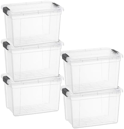 Superio 2.5 Quart Clear Plastic Storage Boxes with Lids, Stackable Organizer Containers, BPA-Free Storage Bins for Home, Office, School & Dorm, 5 Pack by Superio