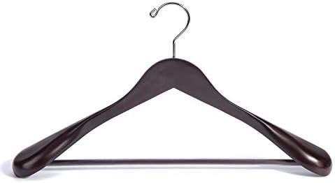 Nature Smile Wooden Coat Suit Hangers Womans Wood Jacket Outerwear Shirt Hangers Anti Slip Bar with Screw 6 Pack (16 inch Mahogany) - Image 3