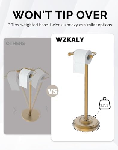 Gold Toilet Paper Holder Stand Stainless Steel & Weighted Base - Image 6