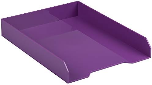 JAM PAPER Stackable Paper Trays - Purple - Desktop Document, Letter, & File Organizer Tray - 2/Pack - Image 4