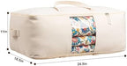 Odonata Soft Thick Cotton Canvas Storage Bags, Foldable Zipper Totes with Clear Window & Dual Handles, Under Bed Organizer for Bedding Blankets Pillows Clothes. (Natural Beige, Large-2pack) - Image 3