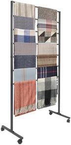 7-Tier Movable Scarf Organizer Holder Accessory Display Stand, Freestanding Metal Organizer Rack for Retail Stores, Towel, Belts, Ties, and Pants by DouSeiAi