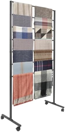 7-Tier Movable Scarf Organizer Holder Accessory Display Stand, Freestanding Metal Organizer Rack for Retail Stores, Towel, Belts, Ties, and Pants by DouSeiAi