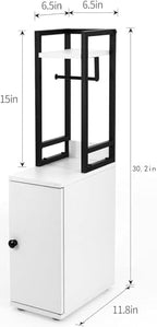 SUNTAGE Small Bathroom Storage Cabinet, Narrow Side Bathroom Organizer w/Toilet Paper Roll Holder and Metal Frame, Slim Toilet Paper Storage Cabinet for Bathroom, White - Image 5