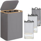 IEGrow Laundry Hamper with Lid,160L Laundry Basket with 3 Mesh Bags,Grey by iEGrow
