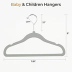GoodtoU Velvet Baby Clothes Hangers 50 Pack 11.8 Inch Gray - Image 2