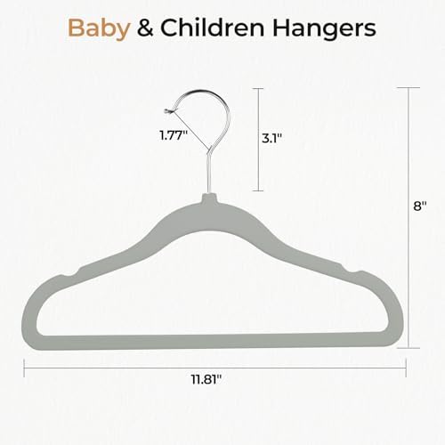 GoodtoU Velvet Baby Clothes Hangers 50 Pack 11.8 Inch Gray - Image 2