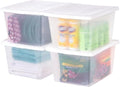 IRIS USA 4-Pack 36 Qt Storage Bins with Lids, Stackable Box, Clear/White by IRISUSA
