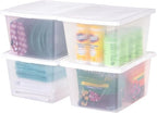 IRIS USA 4-Pack 36 Qt Storage Bins with Lids, Stackable Box, Clear/White by IRISUSA