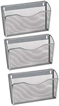 YBM HOME Mesh Wall Mount File Organizer Holder for Home and Office, Single Pocket Hanging File Holder for Folders, Documents, Letters, and Magazines, Silver 3 Pack by YBMHome