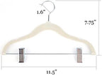 Tosnail 30 Pack Kids Velvet Hangers Children's Clothes Hangers Baby Hangers with Clips - Cream - Image 2