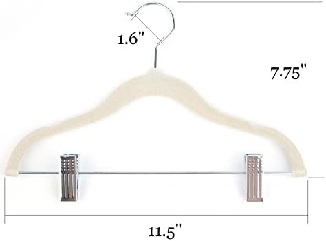 Tosnail 30 Pack Kids Velvet Hangers Children's Clothes Hangers Baby Hangers with Clips - Cream - Image 2