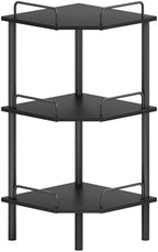 Tajsoon 3 Tier Corner Shelf Stand, Standing Corner Shelf Unit, Black by Tajsoon
