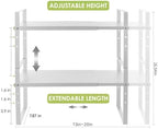 Across-Star Expandable Cabinet Shelf Organizer Rack, Stackable Kitchen Counter Storage Shelves Stand, Adjustable Height Pantry Shelf Spice Rack (White, 2 Pack) - Image 3
