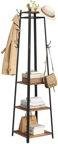 VASAGLE Coat Rack Freestanding, Hall Tree with 4 Shelves by VASAGLEbySONGMICSHOME
