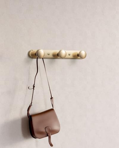 Goo-Ki Champagne Bronze Coat Rack Wall Mount with Orbit Rim Backplate, Modern Heavy Duty Zinc Alloy Coat Hooks, Soft Gold Hat and Towel Hanger Rail for Entryway, Bathroom and Mudroom (3 Hooks) - Image 4