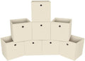 Foldable Storage Cubes Bins ,11 Inch Cloth Storage Cube Fabric Storage Box Cubes Organizer Baskets with Handles for Home Organizer Set of 8 (Creamy-White) by NieEnjoy