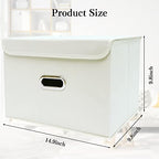 STOREONE Fabric Storage Cube Bins Foldable Organizer Container Collapsible Basket with Lids and Metal Handles, for Home, Bedroom, Closet 6 Pcs (Creamy-White) - Image 2