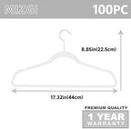 MIZGI White Velvet Hangers 100 Pack Non Slip Heavy Duty Rose Gold Hooks - Image 2