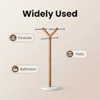 Marble Base Freestanding Wooden Stainles Steel Pool Towel Holer Rack - Image 3