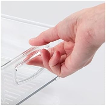 mDesign Small Plastic Kitchen Storage Container Bin with Handles - Organization in Pantry, Refrigerator or Freezer - Food Organizer for Fruit, Yogurt, Squeeze Pouches, Ligne Collection, 8 Pack, Clear - Image 4