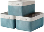 TheWarmHome Storage Bins - Large 3 Pack 15.7x11.8x8.3 in Fabric Storage Baskets for Organizing Shelves | Large Basket Closet Organizer for Home Decor Shelf Baby Toy Laundry (White & Green) by TheWarmHome