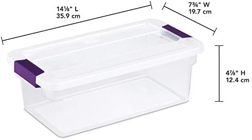 Sterilite 6 Qt Clearview Latch Storage Box, Stackable Bin with Latching Lid, Plastic Container to Organize Shoes in Closet, Clear Base, Lid, 12-Pack - Image 3