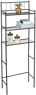 Honey-Can-Do 3-Tier Over-the-Toilet Space Saver Shelf, Black Metal, 23W x 65H x 9.5D in, Freestanding Bathroom Organizer by Honey-Can-Do