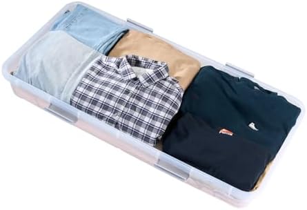 VEVOR Under Bed Storage with Wheels, 39.8 x 20.1 x 5.9 inch Underbed Containers, Underbed Shoes Organizer with Lid & Gray Latch, Rolling Under the Bed Storage Bins for Clothes Shoes Blankets, 2 Pack - Image 4
