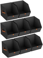 Homsorout Fabric Closet Storage Cubes - 8 Pack Square Storage Bins with Dual Handles for Clothes, Towels, Toys, Cube Storage Organizers for Bedroom, Nursery, Shelves, Closet, Small Spaces, Black by Homsorout