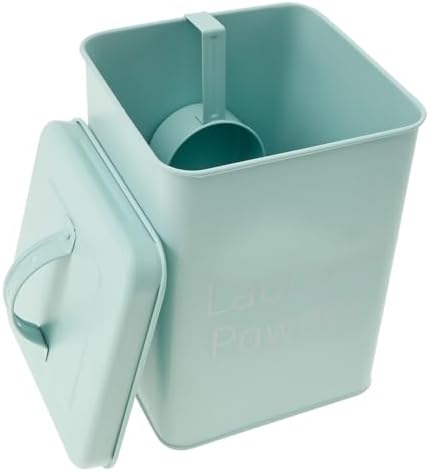 Laundry Detergent Powder Container Dispenser Holder for Laundry Room Organization Washing Powder Storage Box 3L Metal Portable Laundry Powder Bin with Handle Lid for Laundry Room (Light green) by Unknown