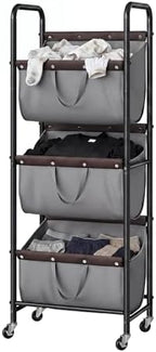 GRANNY SAYS 3 Tiered Laundry Sorter, Narrow Hamper Cart with Wheels by GRANNYSAYS