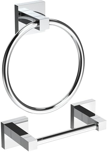 RUACQ Chrome Toilet Paper Holder & Towel Ring, Bathroom Accessories by Ruacq