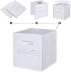 13x13x13 storage cube bins(Set of 8)Fabric storage cubes with 8 Labels Window Cards & a Pen,storage cubes 13x13, storage bin, Collapsible 13 inch cube storage bins,Cubby Organizer Boxes, White - Image 4