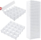 85Pcs Drawer Dividers, Adjustable Drawer Organiser, Cut at Will for Tidying Clutter Clothes, Socks, Makeup, Dresser, Kitchen White by DVHOK
