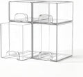 Clear Stackable Storage Drawers Set of 4 Bathroom Makeup Organizer Bins by Unknown