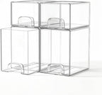 Clear Stackable Storage Drawers Set of 4 Bathroom Makeup Organizer Bins by Unknown