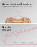 ABHENG 100 Pack Clothes Hangers, Non Slip Plastic Coat Hangers, Space Saving, Heavy Duty, Hanging Dry Wet Clothes, 16.4" x 8.3", Light Pink, UAPY05100P - Image 3